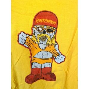 WWE HULK HOGAN HULKAMANIA‎ Yellow PRAYERS and BRAINS HALLOWEEN T-Shirt Size XL